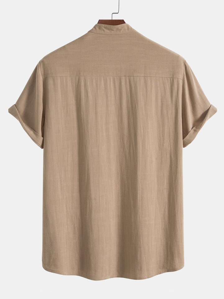 Men's Summer Short Sleeve Shirt and Linen-Look Pants Set