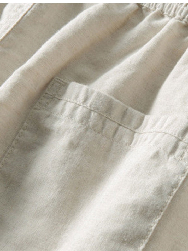 Men's Summer Short Sleeve Shirt and Linen-Look Pants Set