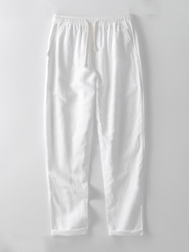 Men's Summer Short Sleeve Shirt and Linen-Look Pants Set