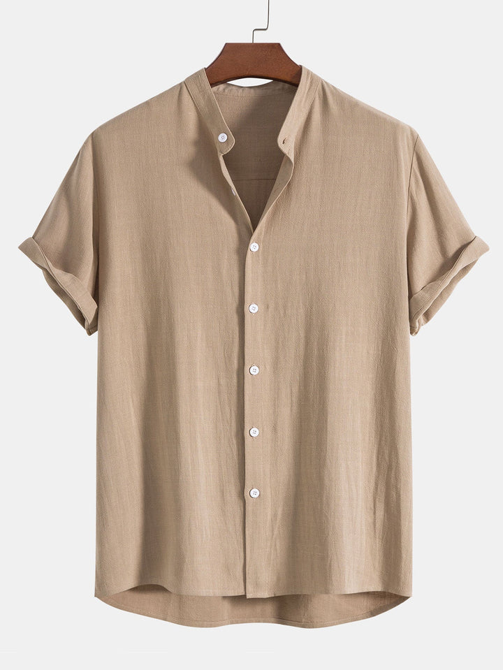 Men's Summer Short Sleeve Shirt and Linen-Look Pants Set