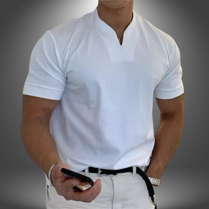Men's Summer Split V-Neck Short Sleeve T-Shirt