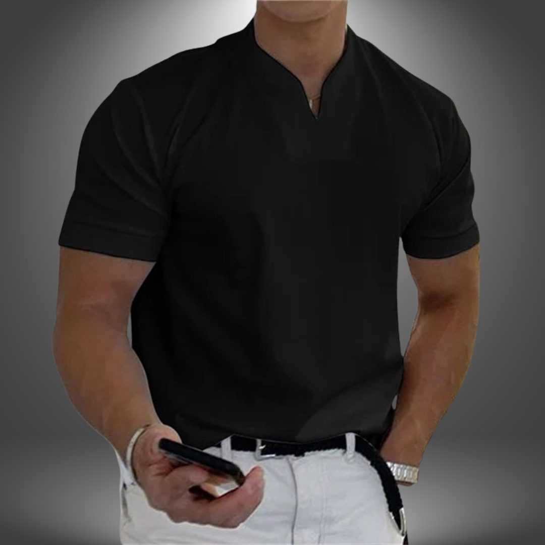 Men's Summer Split V-Neck Short Sleeve T-Shirt