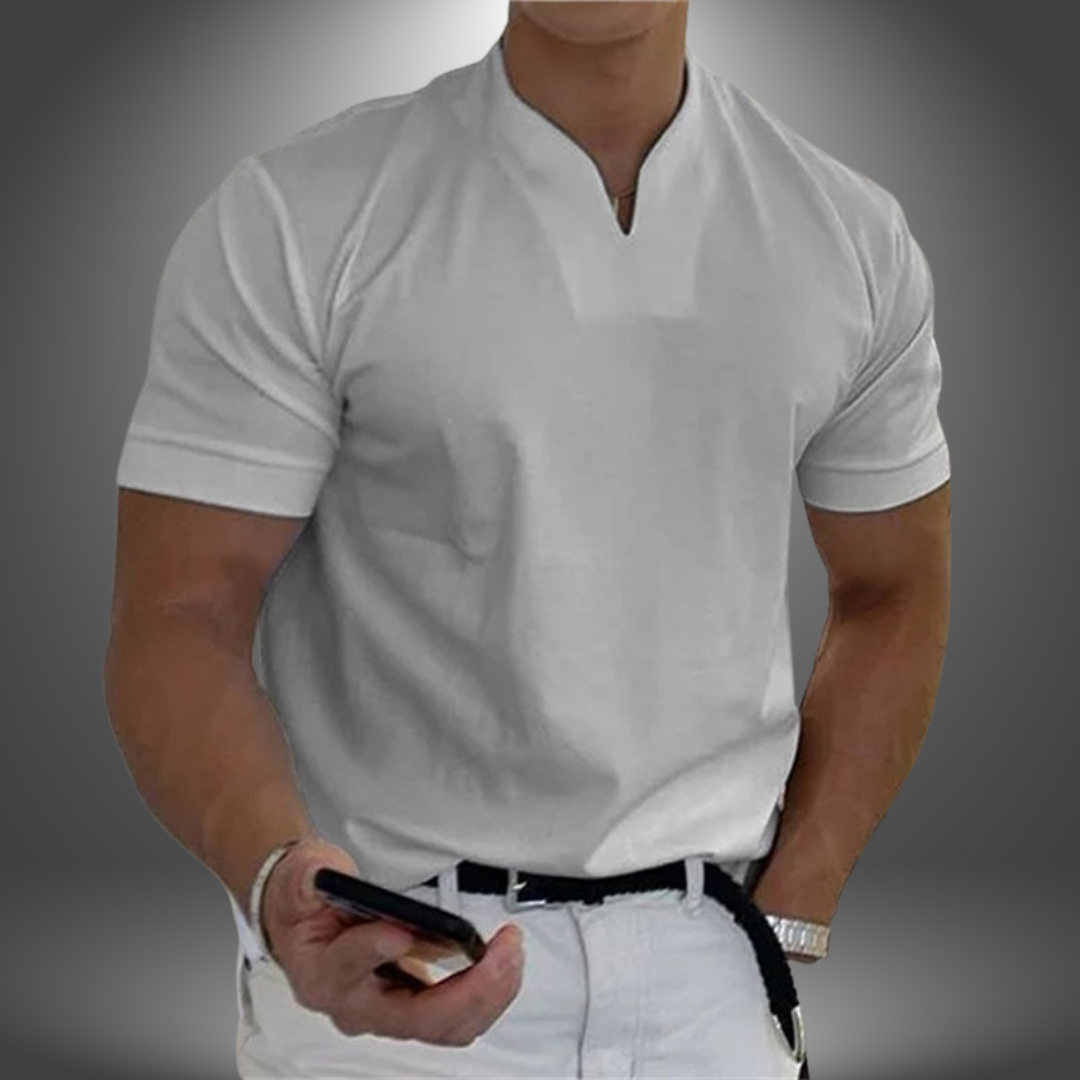 Men's Summer Split V-Neck Short Sleeve T-Shirt