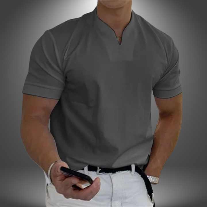 Men's Summer Split V-Neck Short Sleeve T-Shirt