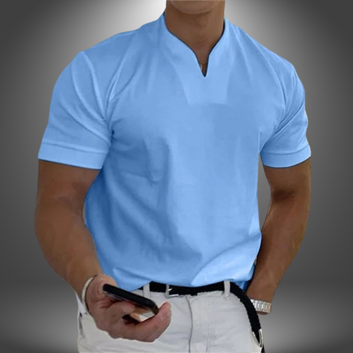 Men's Summer Split V-Neck Short Sleeve T-Shirt