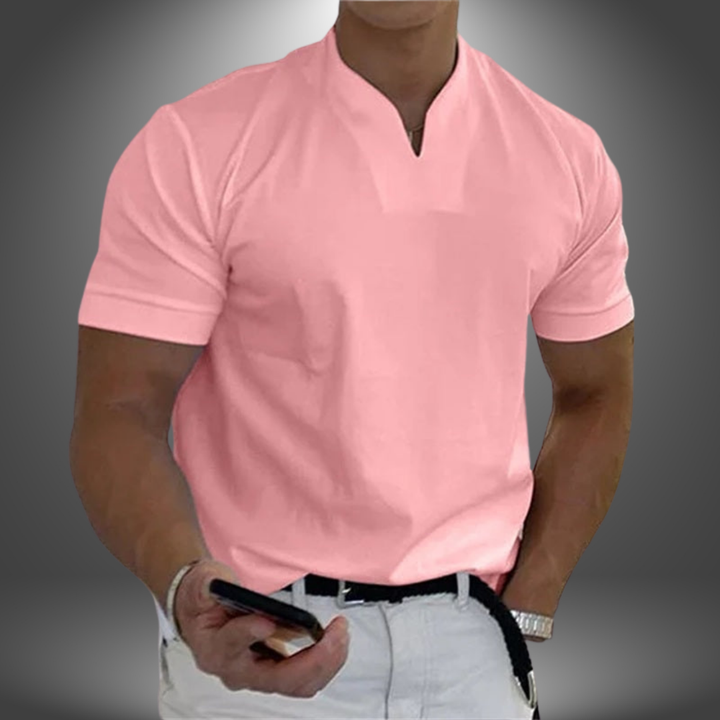 Men's Summer Split V-Neck Short Sleeve T-Shirt