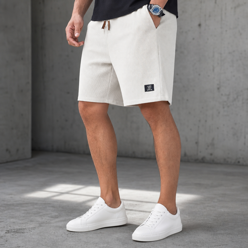 Men's Breathable Waffle Knit Sport Shorts with Drawcord