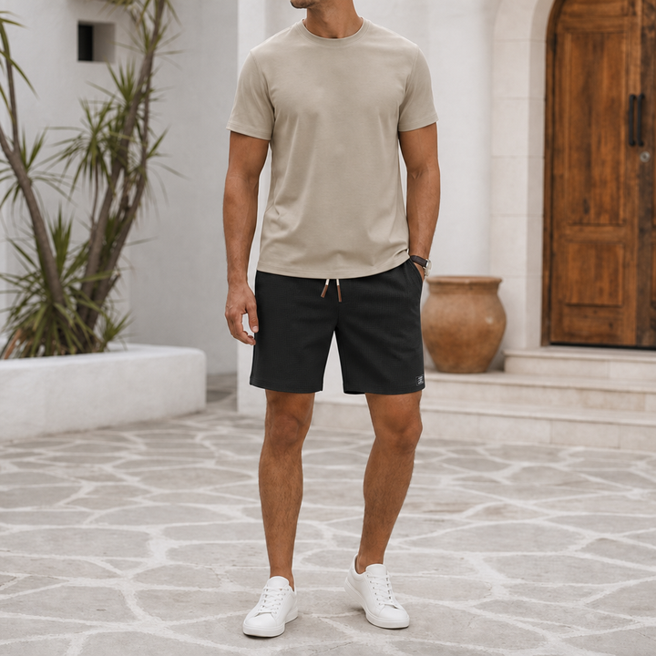 Men's Breathable Waffle Knit Sport Shorts with Drawcord