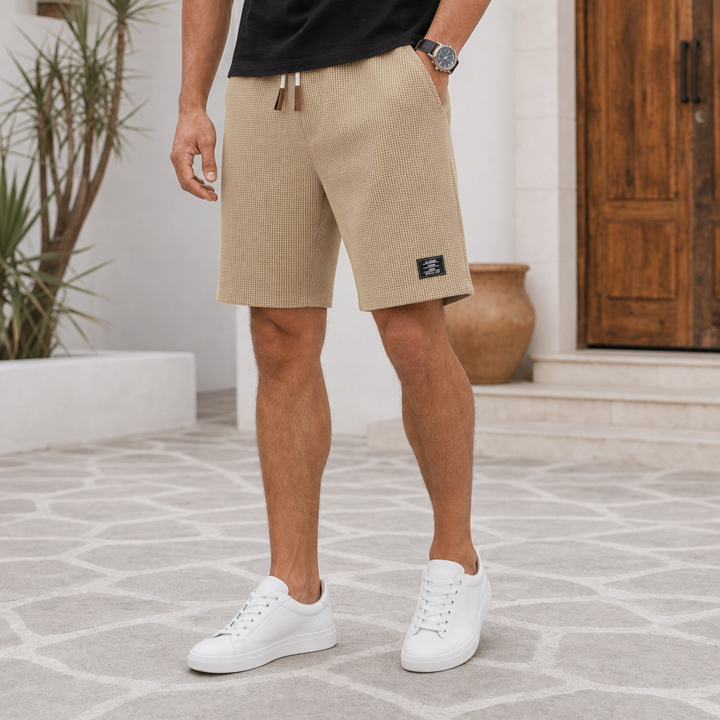Men's Breathable Waffle Knit Sport Shorts with Drawcord