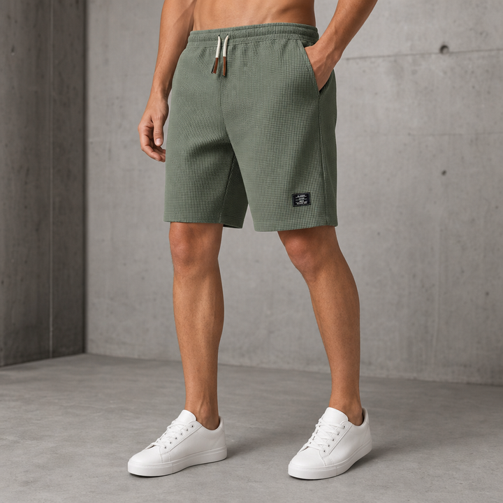 Men's Breathable Waffle Knit Sport Shorts with Drawcord