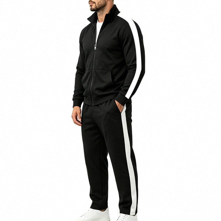 Men's Lightweight Zip-Up Tracksuit with Contrast Stripes