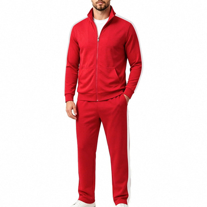Men's Lightweight Zip-Up Tracksuit with Contrast Stripes