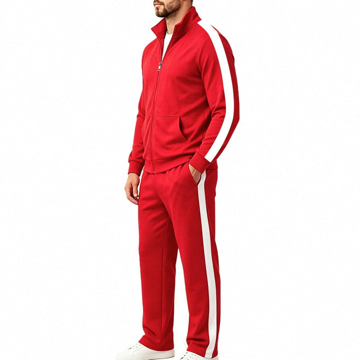 Men's Lightweight Zip-Up Tracksuit with Contrast Stripes