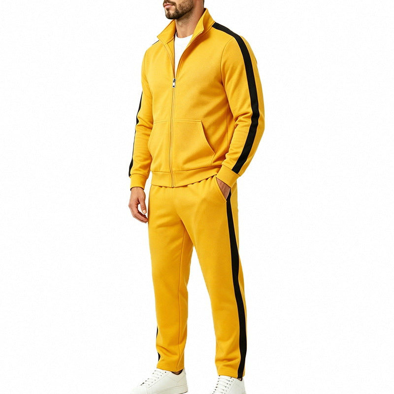 Men's Lightweight Zip-Up Tracksuit with Contrast Stripes
