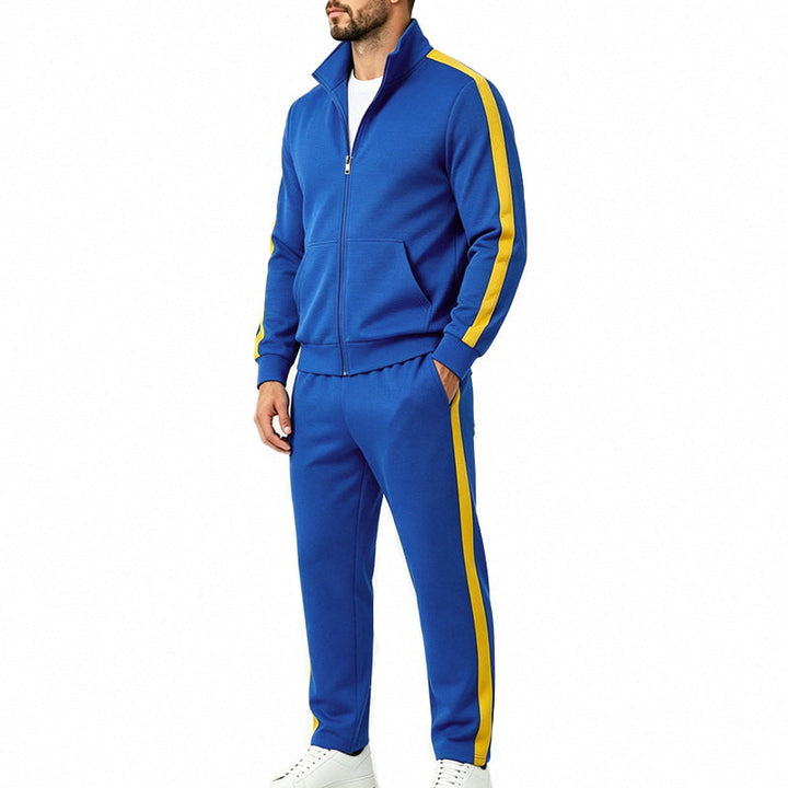 Men's Lightweight Zip-Up Tracksuit with Contrast Stripes