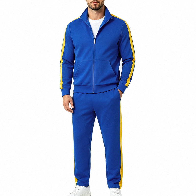 Men's Lightweight Zip-Up Tracksuit with Contrast Stripes