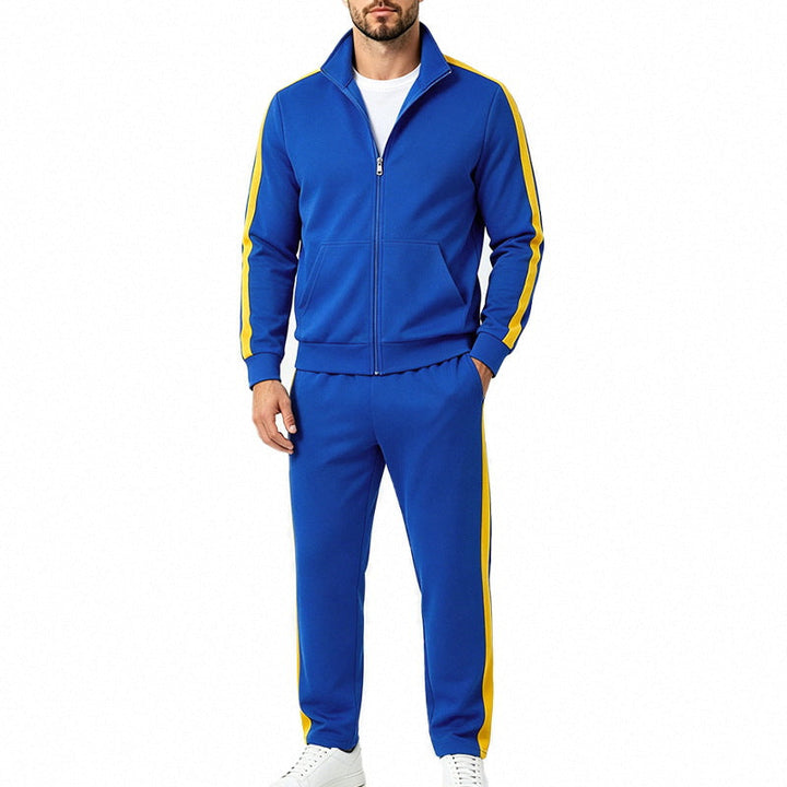 Men's Lightweight Zip-Up Tracksuit with Contrast Stripes
