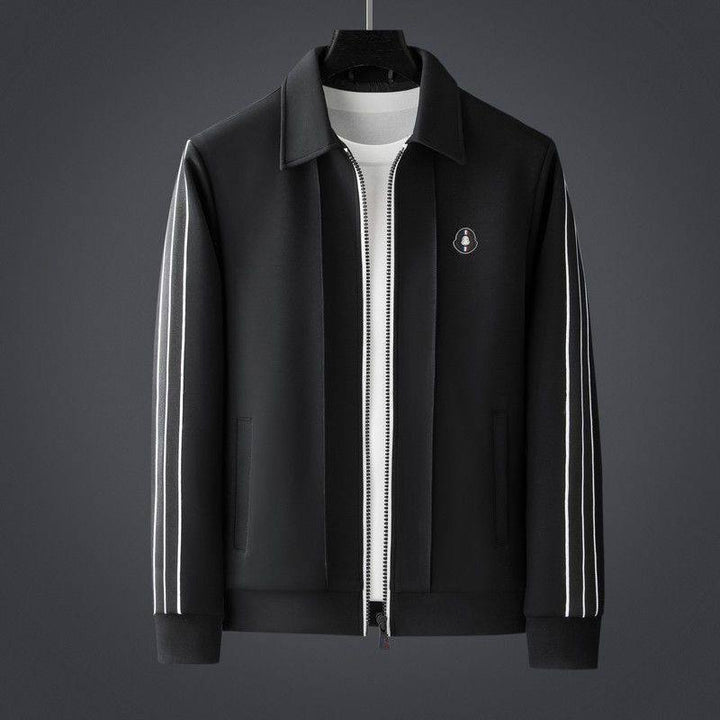 Men's Collared Zip-Up Tracksuit with Stripe Accents