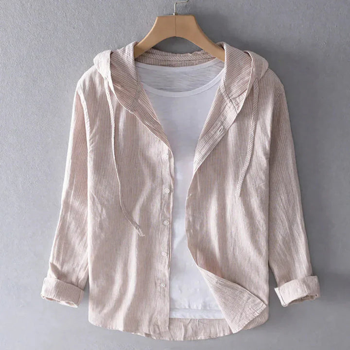 Women's Linen-Look Hooded Long Sleeve Shirt