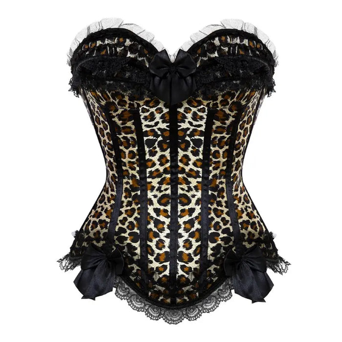 Women's Satin Corset Top with Lace Trim and Sweetheart Neckline