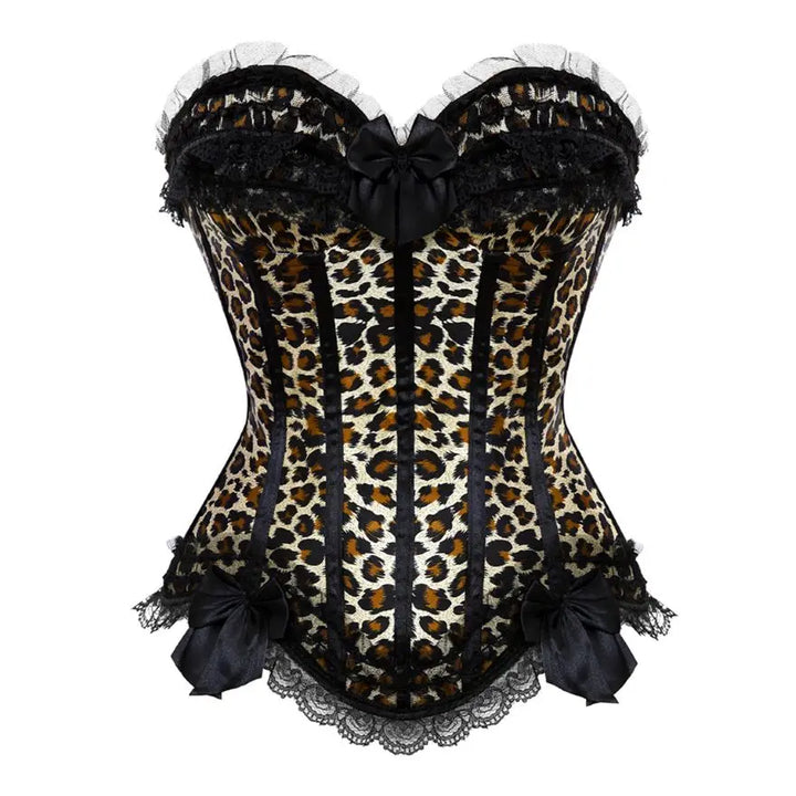 Women's Satin Corset Top with Lace Trim and Sweetheart Neckline