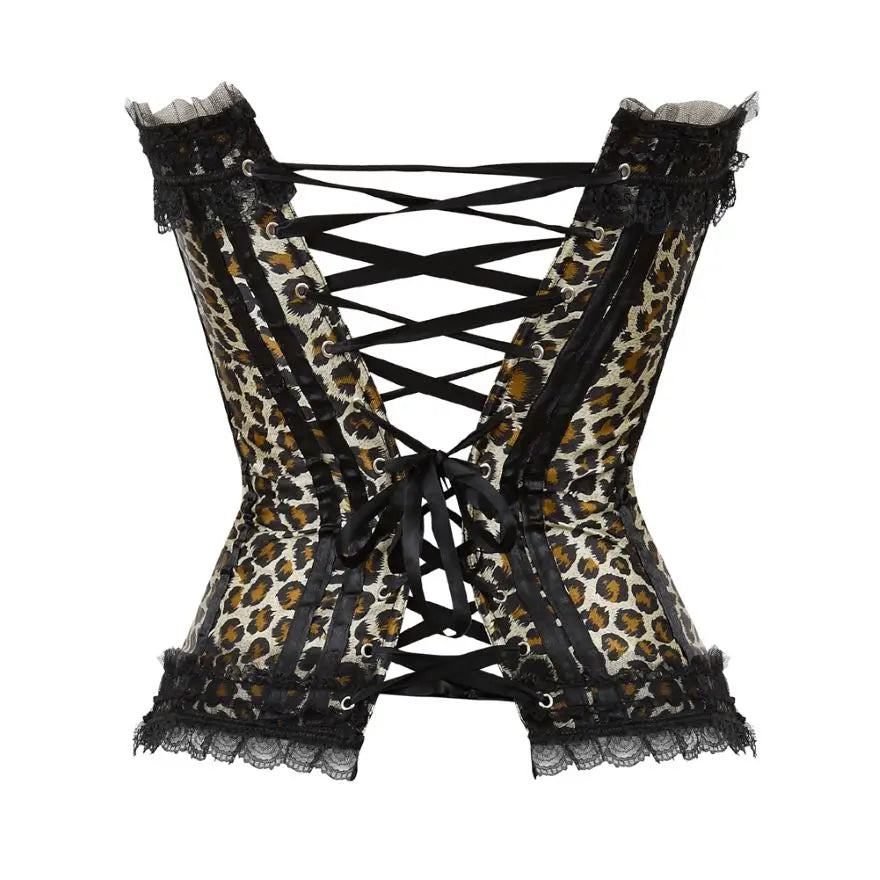 Women's Satin Corset Top with Lace Trim and Sweetheart Neckline