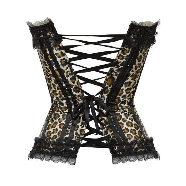Women's Satin Corset Top with Lace Trim and Sweetheart Neckline