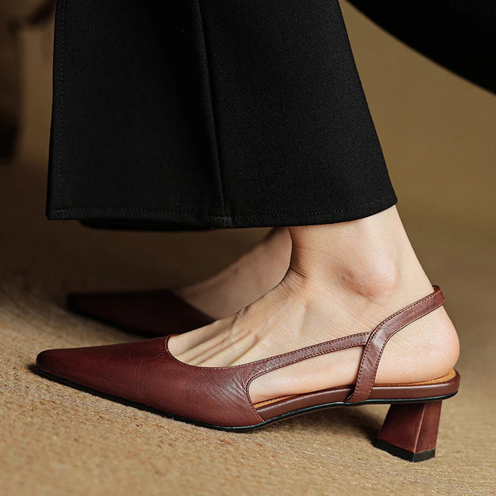 Women's Summer Pointed Toe Slingback Block Heels