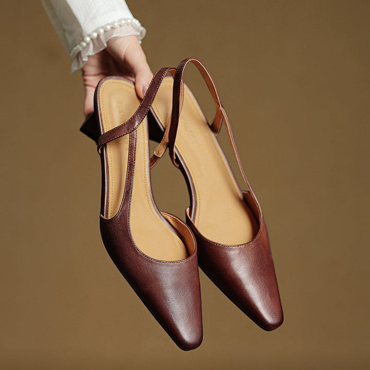 Women's Summer Pointed Toe Slingback Block Heels