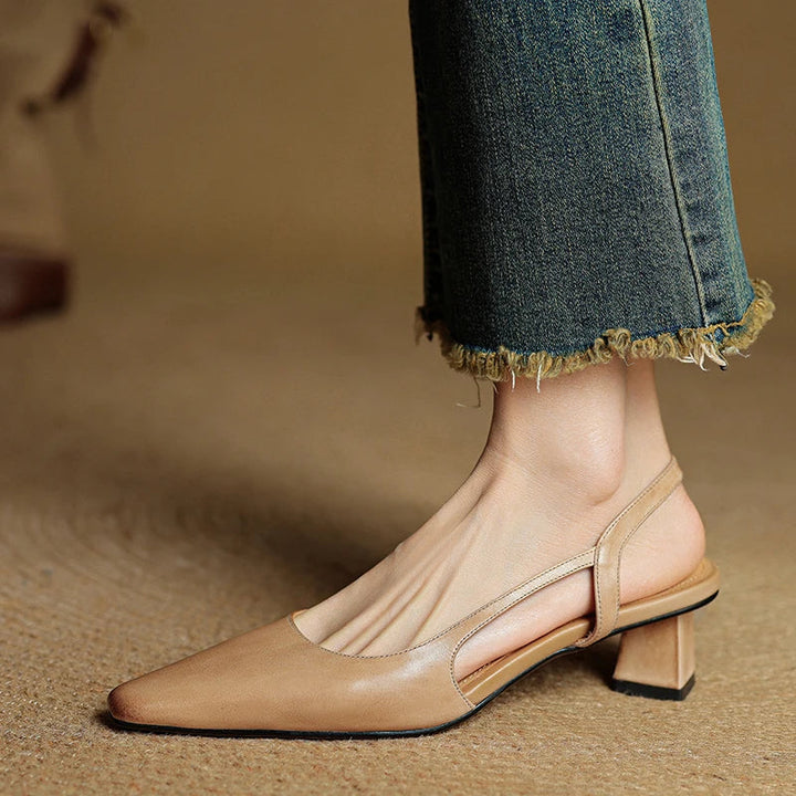 Women's Summer Pointed Toe Slingback Block Heels