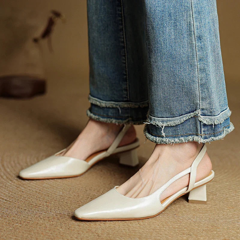 Women's Summer Pointed Toe Slingback Block Heels