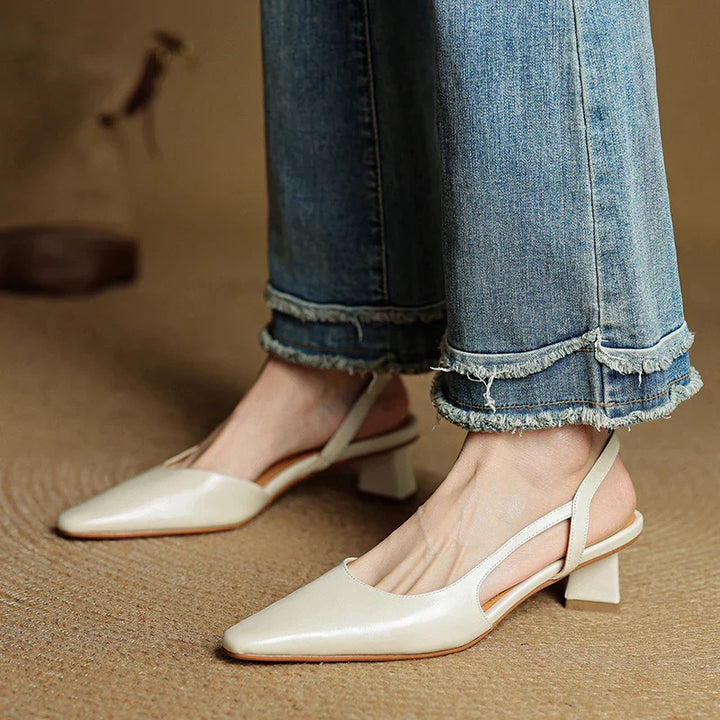 Women's Summer Pointed Toe Slingback Block Heels