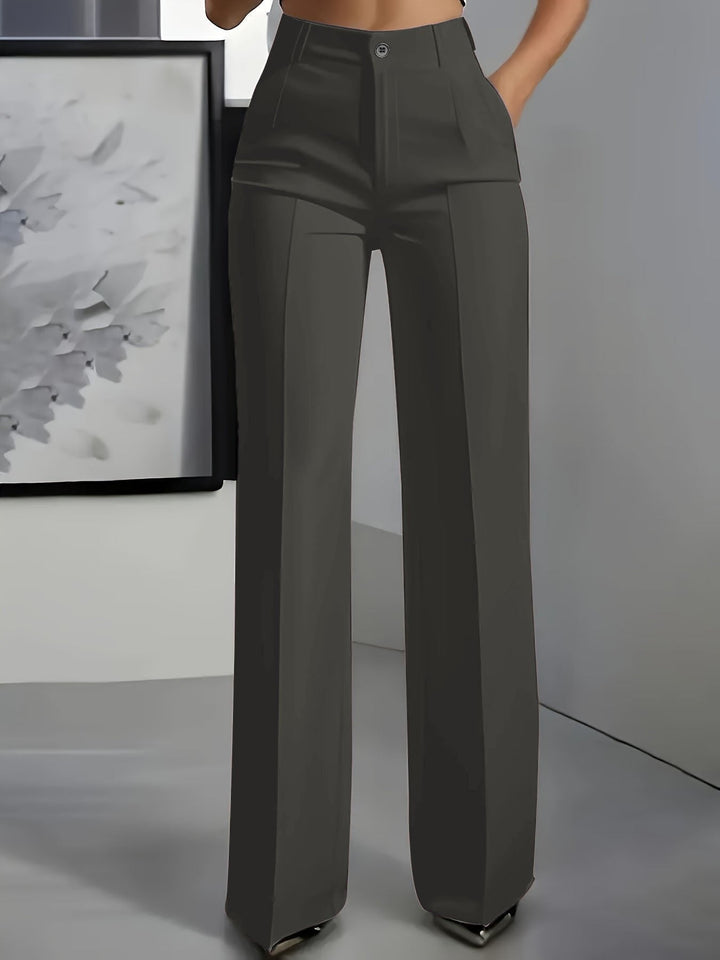 Women's Lightweight Front Crease High-Waisted Wide Leg Pants