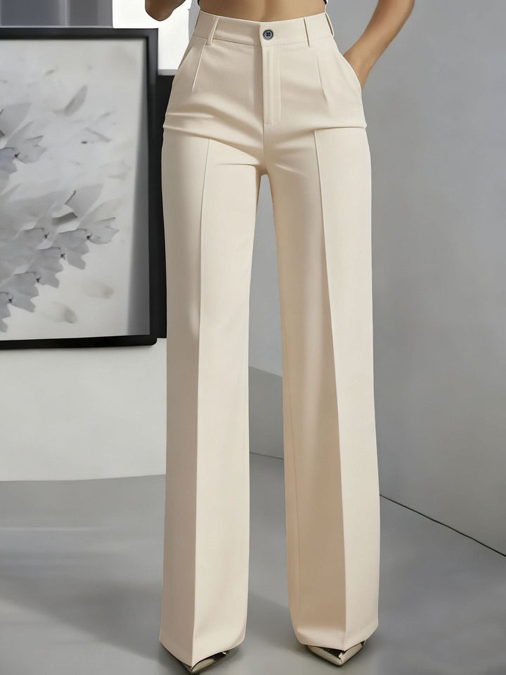 Women's Lightweight Front Crease High-Waisted Wide Leg Pants