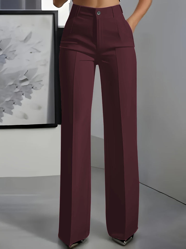 Women's Lightweight Front Crease High-Waisted Wide Leg Pants