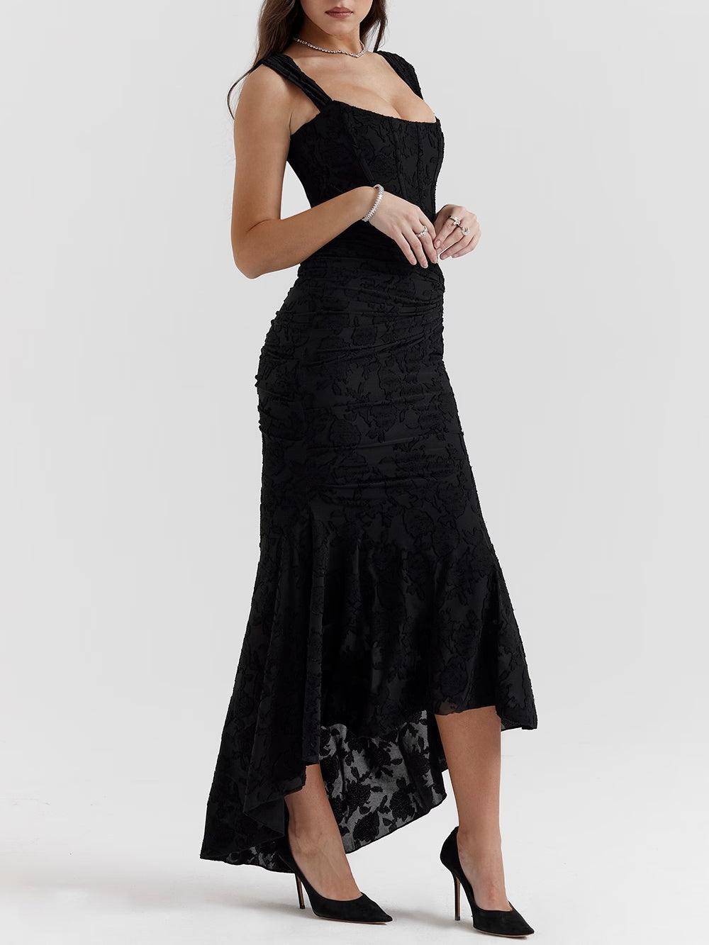 Women's Lace Corset Fishtail Cocktail Midi Dress