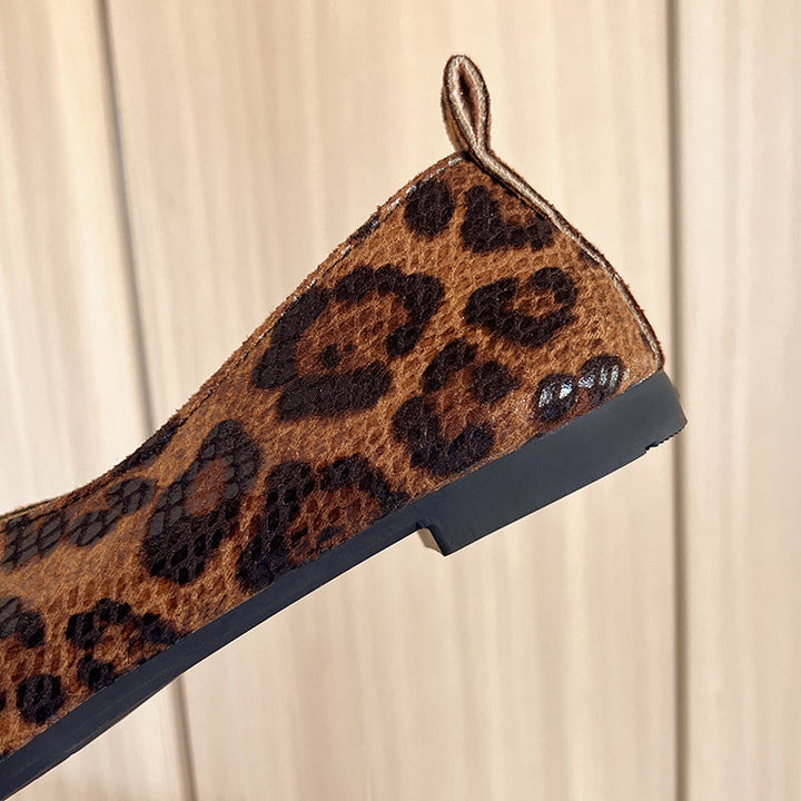 Women's Leopard Print Square Toe Slip-On Flats