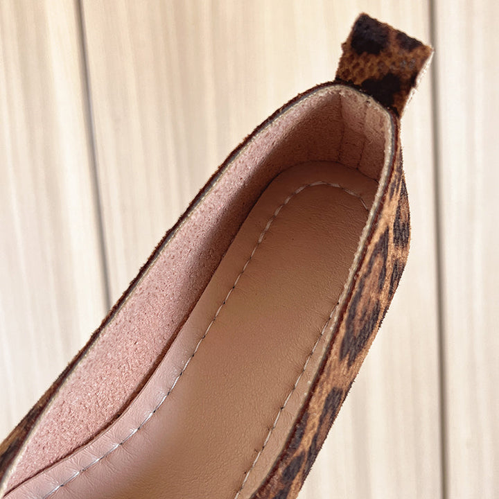 Women's Leopard Print Square Toe Slip-On Flats