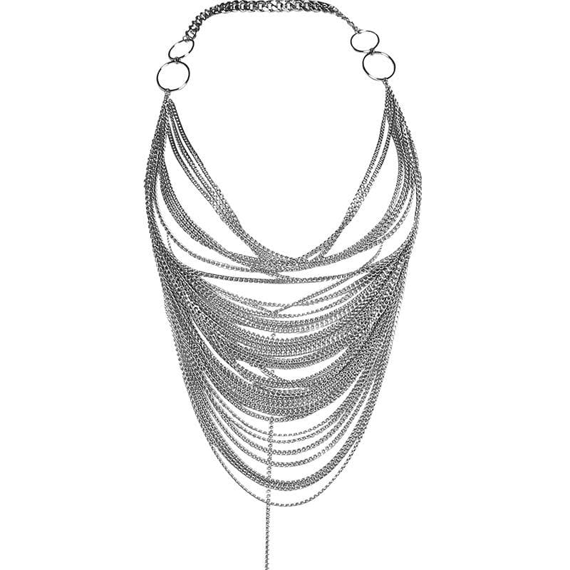 Women's Holiday Party Chain Halter Crop Top in Silver