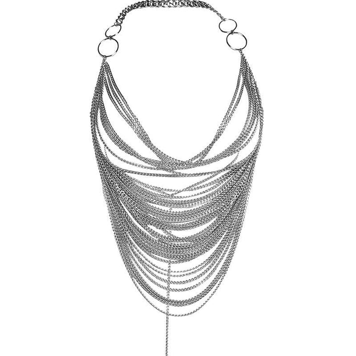 Women's Holiday Party Chain Halter Crop Top in Silver