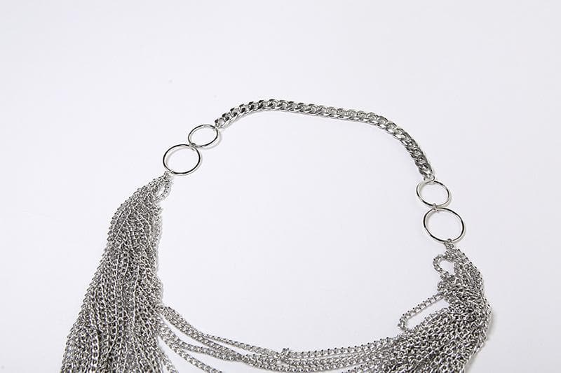 Women's Holiday Party Chain Halter Crop Top in Silver