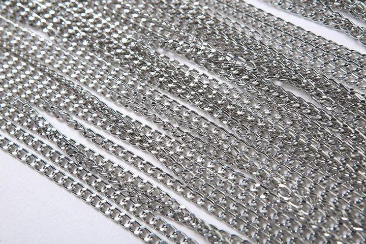 Women's Holiday Party Chain Halter Crop Top in Silver