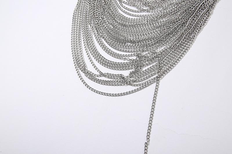 Women's Holiday Party Chain Halter Crop Top in Silver