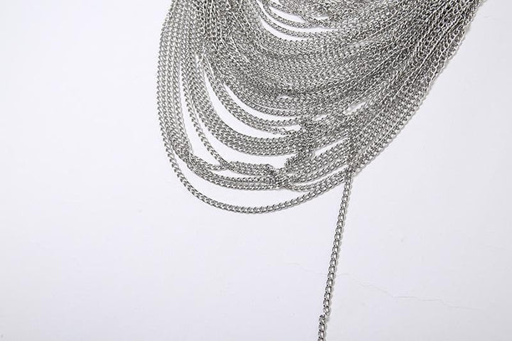 Women's Holiday Party Chain Halter Crop Top in Silver