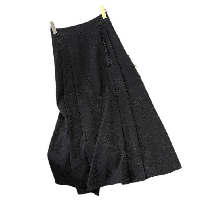 Women's Lightweight Jacquard Pleated A-Line Midi Skirt