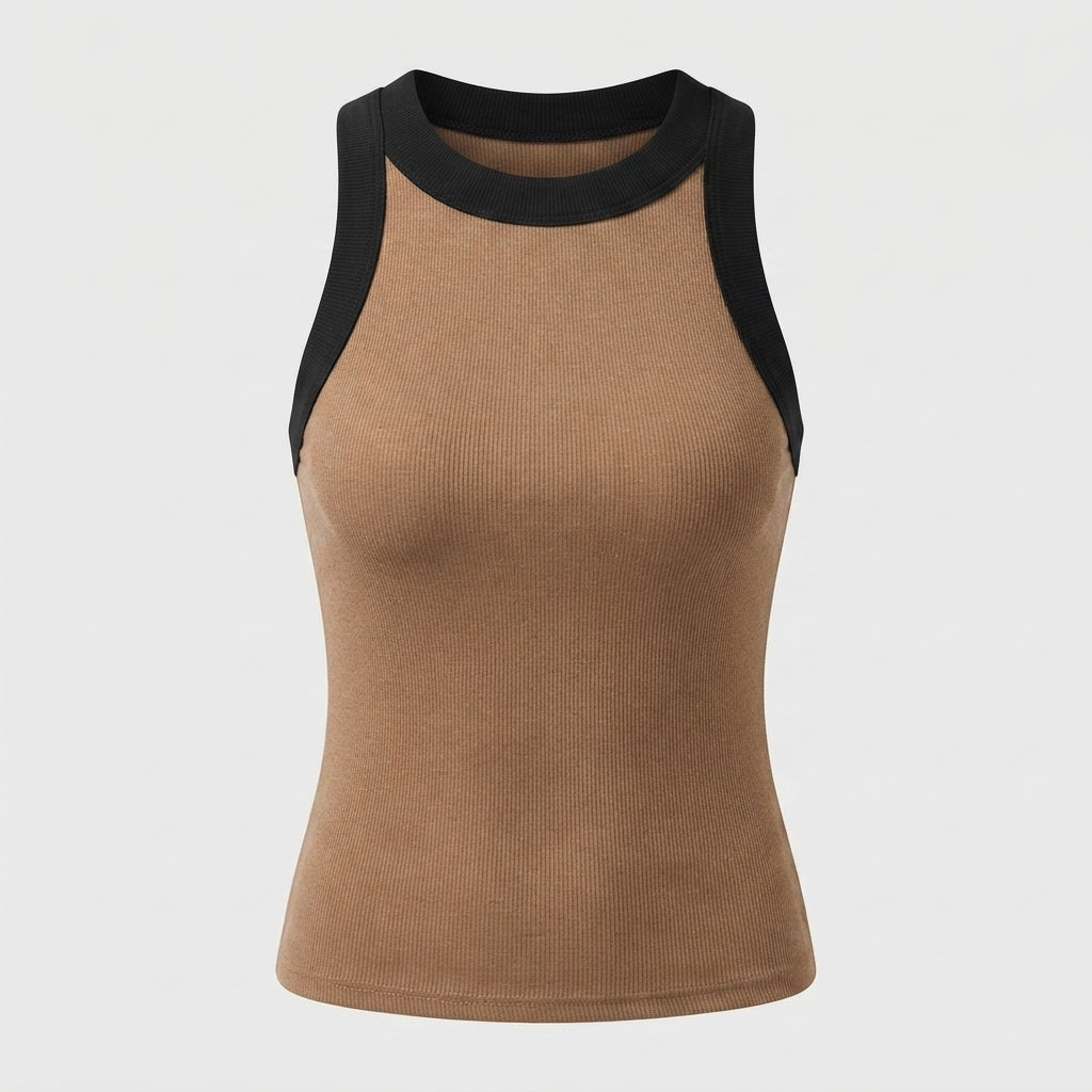 Women's Ribbed Contrast Trim Summer Singlet