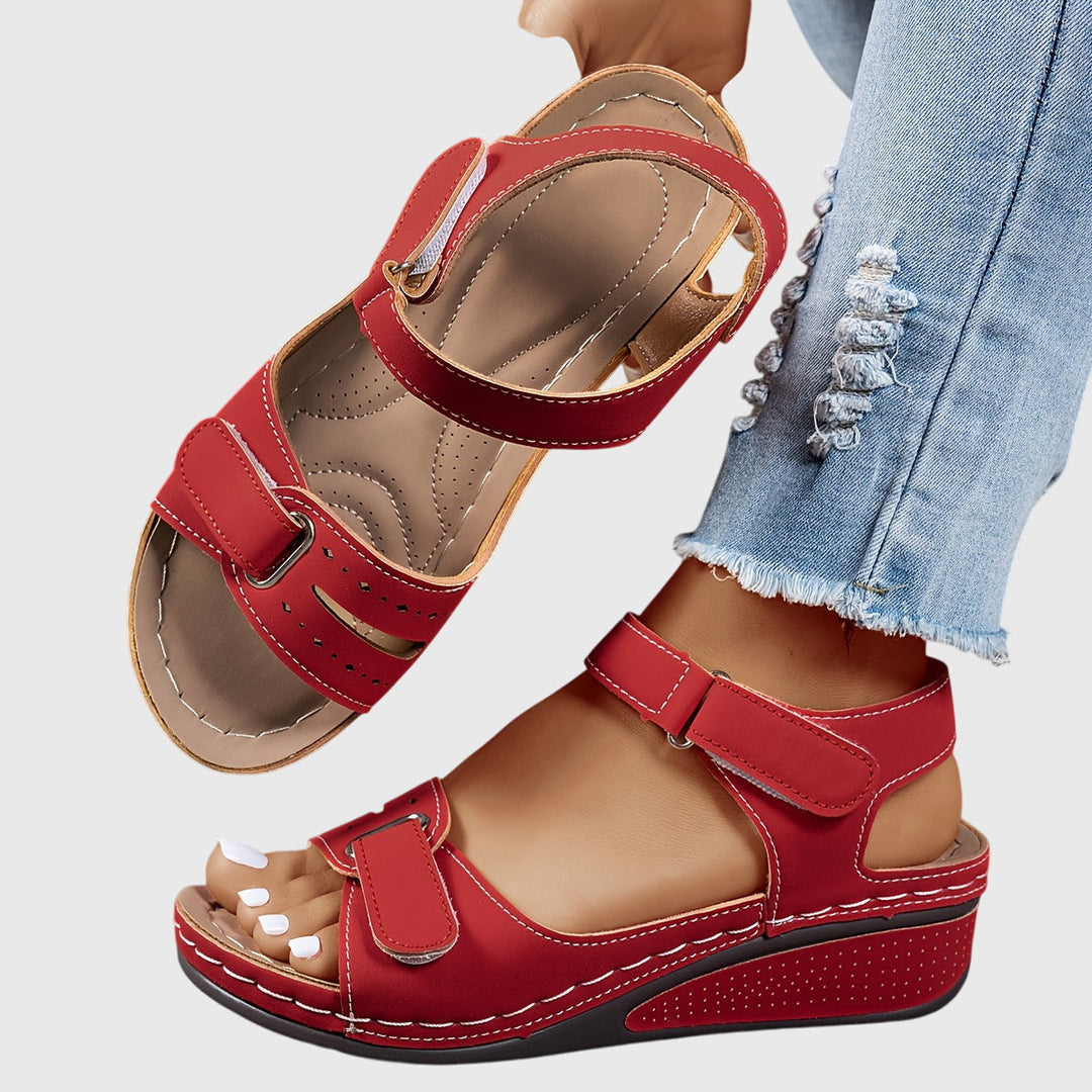Women's Summer Adjustable Strap Low Wedge Sandals