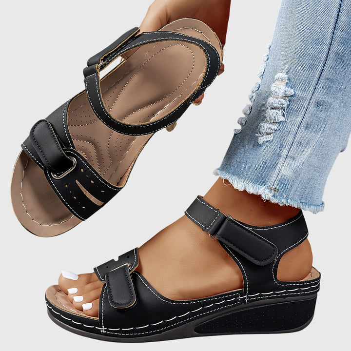 Women's Summer Adjustable Strap Low Wedge Sandals