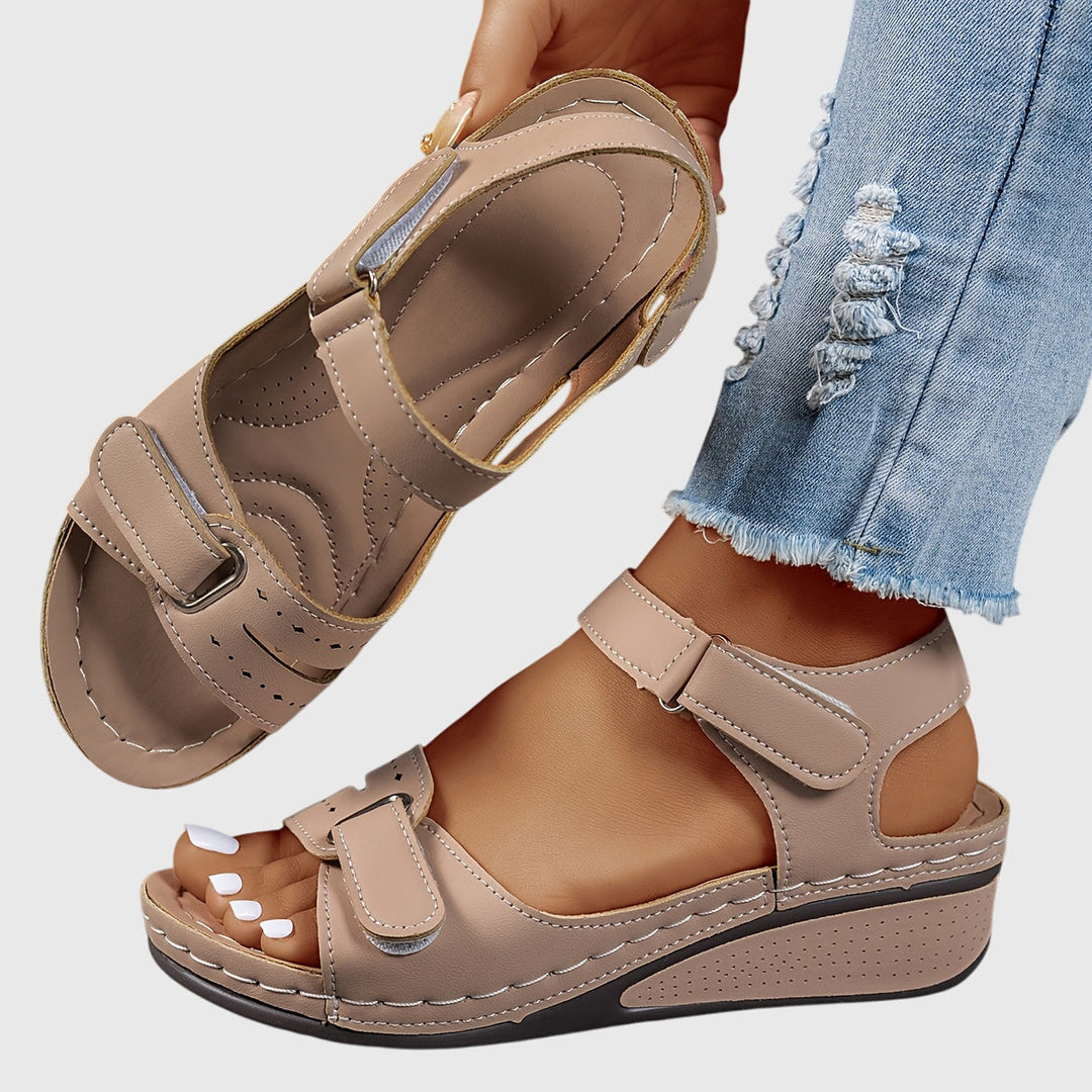Women's Summer Adjustable Strap Low Wedge Sandals