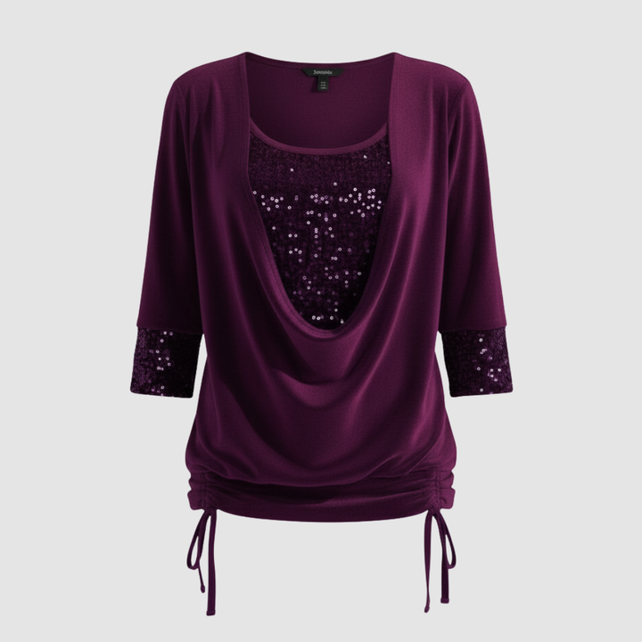 Women's Sequin Cowl Neck Christmas Party Top